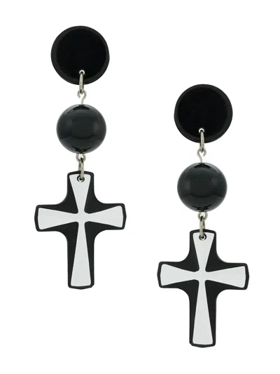 Amir Slama Cross Earrings In Black