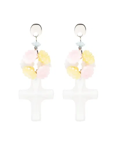 Amir Slama Cross-pendant Earring In Multicolour