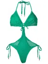 Amir Slama Cut-out Detail Swimsuit In Grün
