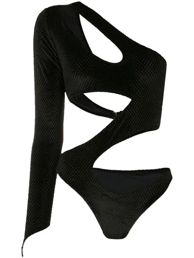 Amir Slama Cut-out Detail Velvet Body In Black