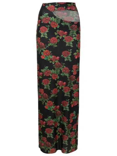 Amir Slama Maxirock Mit Blumenmuster In Black
