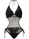 Amir Slama Cut-out Mesh Swimsuit In Black