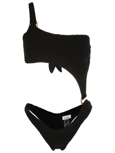 Amir Slama Cut-out One-shoulder Swimsuit In Black
