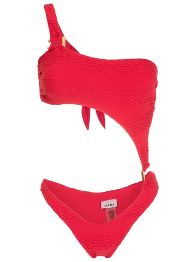 Amir Slama Cut-out One-shoulder Swimsuit In Red