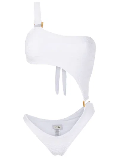 Amir Slama Cut-out One-shoulder Swimsuit In White