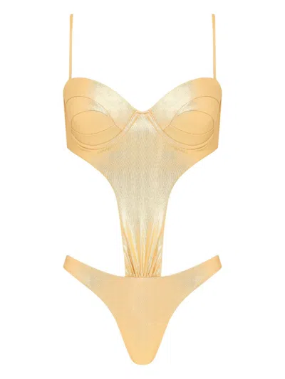 Amir Slama Badeanzug Mit Cut-out In Gold