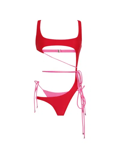 Amir Slama Cut-out Tie Swimsuit In Red