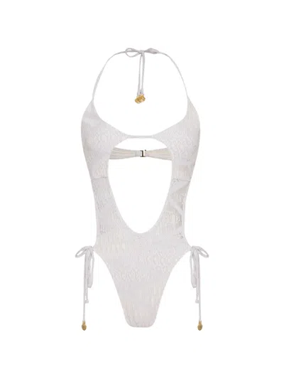 Amir Slama Cut-out Tie Swimsuit In White