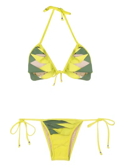 Amir Slama Cut-out Triangle Bikini In Green