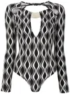 Amir Slama Cut-out Wave-print Body In Black