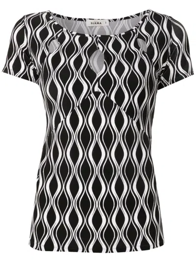 Amir Slama Cut-out Wave-print T-shirt In Black