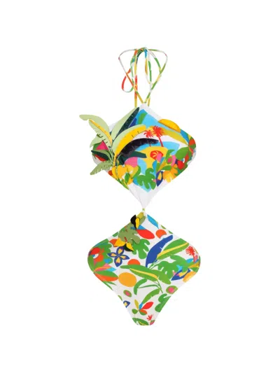 Amir Slama Cut-out Floral Print Swimsuit In Green