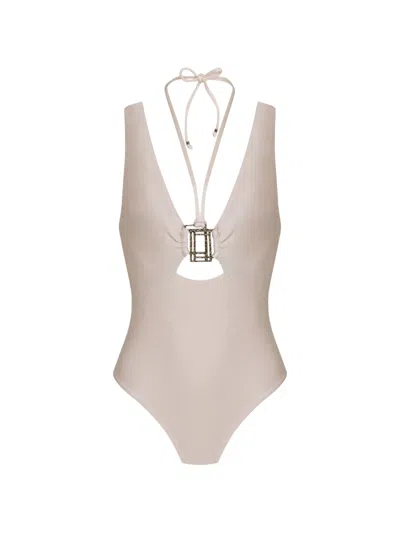 Amir Slama Cutout Ring Swimsuit In Neutral