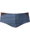 Amir Slama Denim-print Swim Trunks In Blue