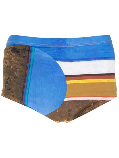 Amir Slama Eco Striped Swimming Trunks In Blue