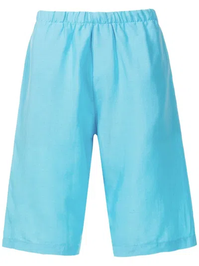 Amir Slama Elasticated-waistband Linen Shorts In Blue