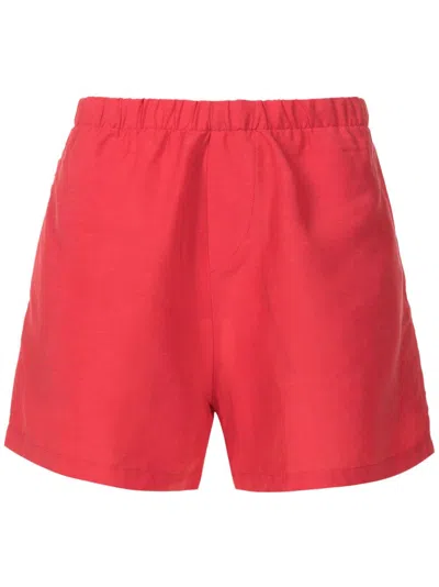 Amir Slama Elasticated-waistband Linen Shorts In Red