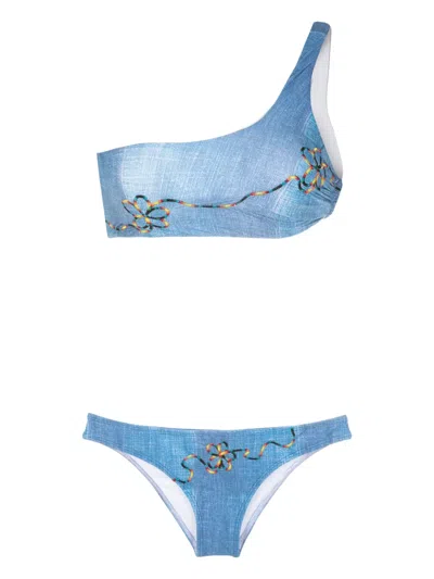 Amir Slama Bikini Mit Stickerei In Blue
