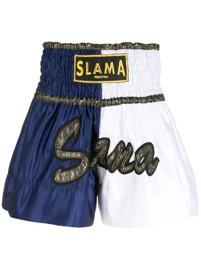 Amir Slama Embroidery Luta Shorts In Blue