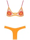 Amir Slama Embroidery Sol Bikini Set In Orange