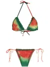 Amir Slama Embroidery Tie Dye Bikini Set In Green