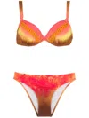Amir Slama Embroidery Tie Dye Bikini Set In Multicolour