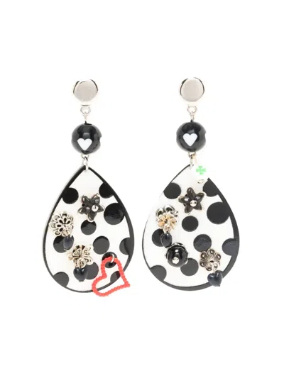 Amir Slama Enamelled Polka-dot Pattern Earrings In Black