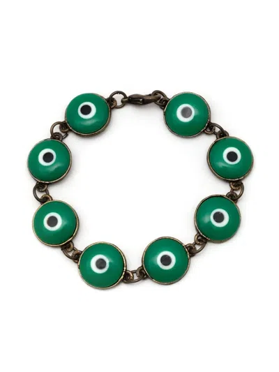 Amir Slama Evil Eye Charm Bracelet In Green