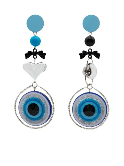 Amir Slama Eye-motif Drop Earrings In Blue