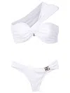 Amir Slama Fine-ribbed One-shoulder Bikini In White
