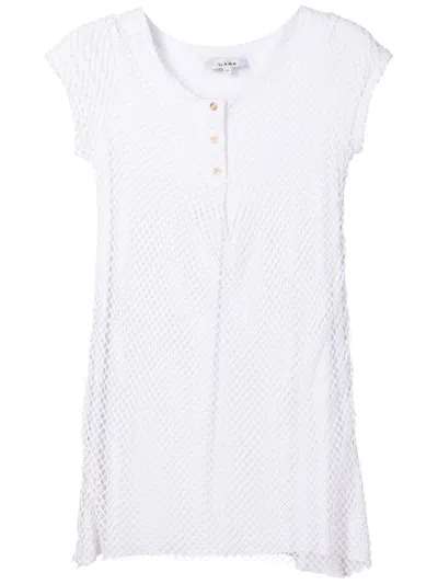 Amir Slama Fisherman Knit-overlay Mini Dress In Weiss