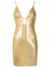 Amir Slama Fitted Metallic Mini Dress In Gold