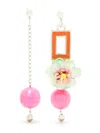 Amir Slama Flor Asymmetric Drop Earrings In Pink