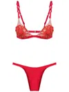 Amir Slama Floral-appliqué Bikini In Red