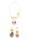 Amir Slama Floral-appliqué Necklace Earrings Set In Multicolour
