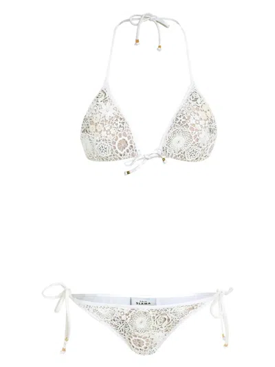 Amir Slama Floral Embroidered Bikini In White