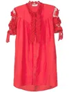Amir Slama Floral-lace Detail Shirt Dress In Red