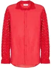 Amir Slama Floral-lace Detail Shirt In Red