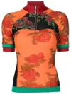 Amir Slama Floral-pattern High-neck Top In Orange