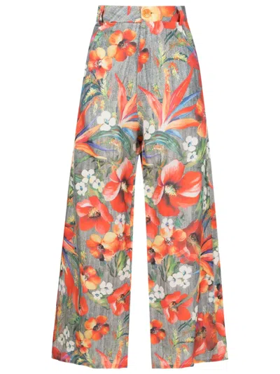 Amir Slama High-waist-hose Mit Blumenmuster In Multicolour