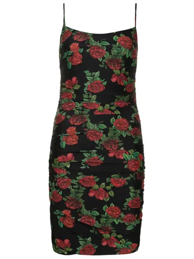 Amir Slama Floral-pattern Mini Cami Dress In Black
