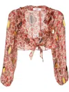 Amir Slama Floral-print Cropped Blouse In Multicolour