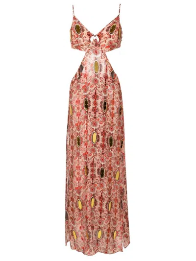 Amir Slama Floral-print Cut-out Dress In Red