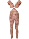 Amir Slama Floral-print Cut-out Jumpsuit In Multicolour