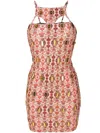 Amir Slama Floral-print Cut-out Mini Dress In Red