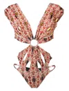 Amir Slama Floral-print Cut-out Swimsuit In Red