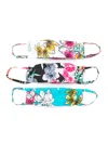 Amir Slama Floral Print Face Masks (pack Of 3) In Multicolour