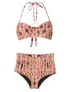 Amir Slama Floral-print Halterneck Bikini In Red