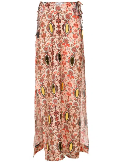 Amir Slama Floral-print High-waisted Skirt In Multicolour