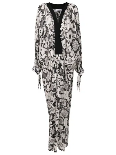 Amir Slama Floral-print Kaftan Beach Dress In White